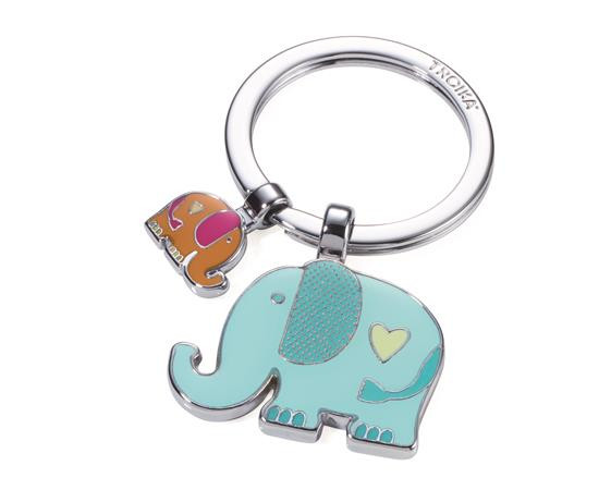 Kulcstartó, 2 charm dísszel, TROIKA "Elefántok", vegyes színek